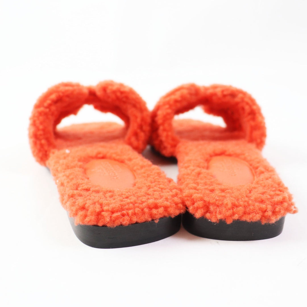 HERMES Sandals H212178Z Ramfer Orange Oran Women 36 1/2 Used Authentic