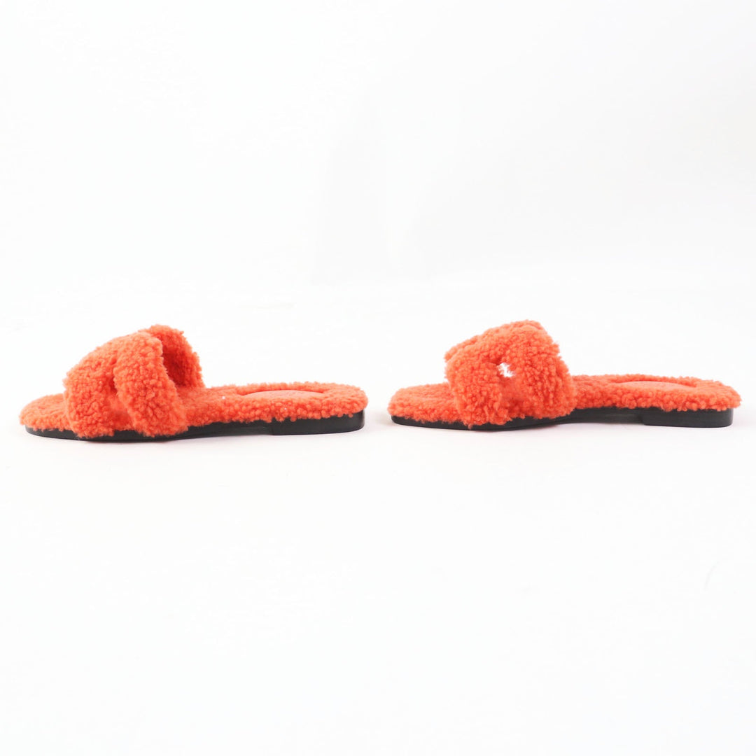 HERMES Sandals H212178Z Ramfer Orange Oran Women 36 1/2 Used Authentic
