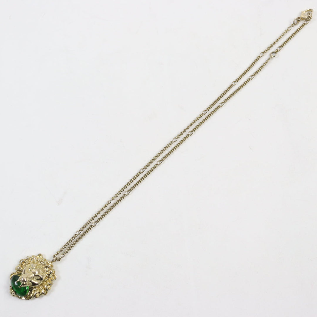 GUCCI Necklace Main: Gold Plated Part: Color Stone Gold green 412885 mens Used Authentic