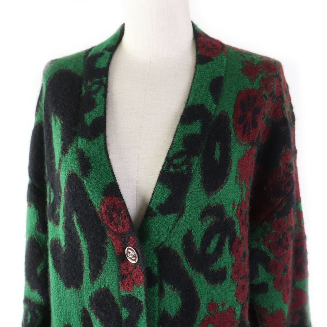 CHANEL cardigan 23A P75362 Main: 43% cashmere, 32% mohair, 19% polyamide (nylon), 6% wool Green Bordeaux Women 34 Used Authentic