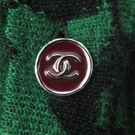 CHANEL cardigan 23A P75362 Main: 43% cashmere, 32% mohair, 19% polyamide (nylon), 6% wool Green Bordeaux Women 34 Used Authentic