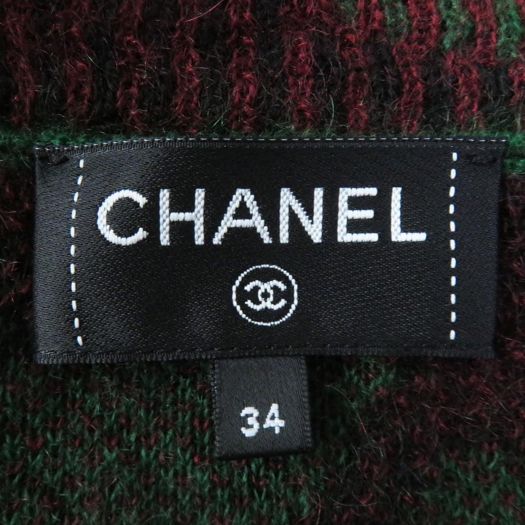 CHANEL cardigan 23A P75362 Main: 43% cashmere, 32% mohair, 19% polyamide (nylon), 6% wool Green Bordeaux Women 34 Used Authentic
