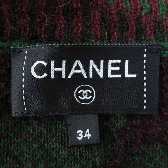 CHANEL cardigan 23A P75362 Main: 43% cashmere, 32% mohair, 19% polyamide (nylon), 6% wool Green Bordeaux Women 34 Used Authentic