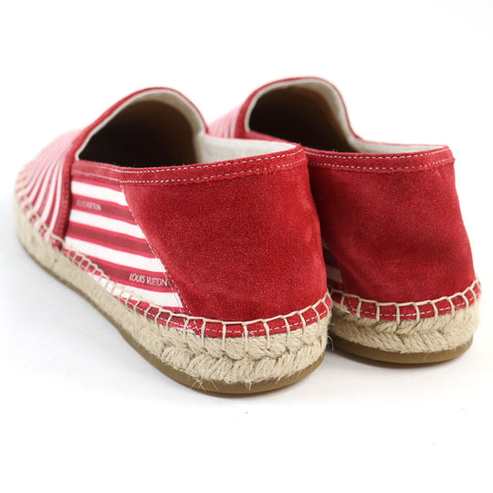 LOUIS VUITTON Slip-on Main: Canvas Red White Border Pattern mens 9 Used Authentic