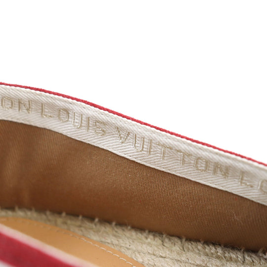 LOUIS VUITTON Slip-on Main: Canvas Red White Border Pattern mens 9 Used Authentic