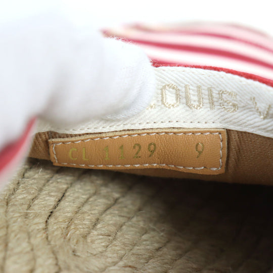 LOUIS VUITTON Slip-on Main: Canvas Red White Border Pattern mens 9 Used Authentic