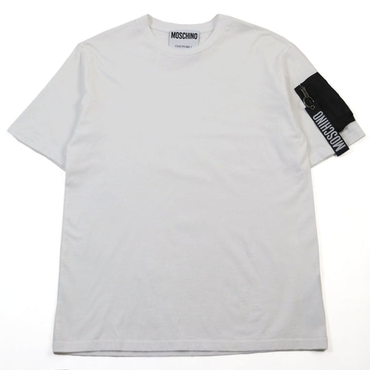 MOSCHINO Short sleeve T-shirt 212ZPA07317040 Main: 100% cotton, Part: 100% polyamide (nylon) white mens 52 Used Authentic
