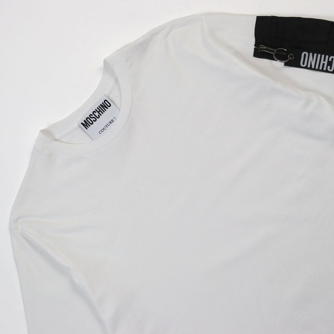MOSCHINO Short sleeve T-shirt 212ZPA07317040 Main: 100% cotton, Part: 100% polyamide (nylon) white mens 52 Used Authentic