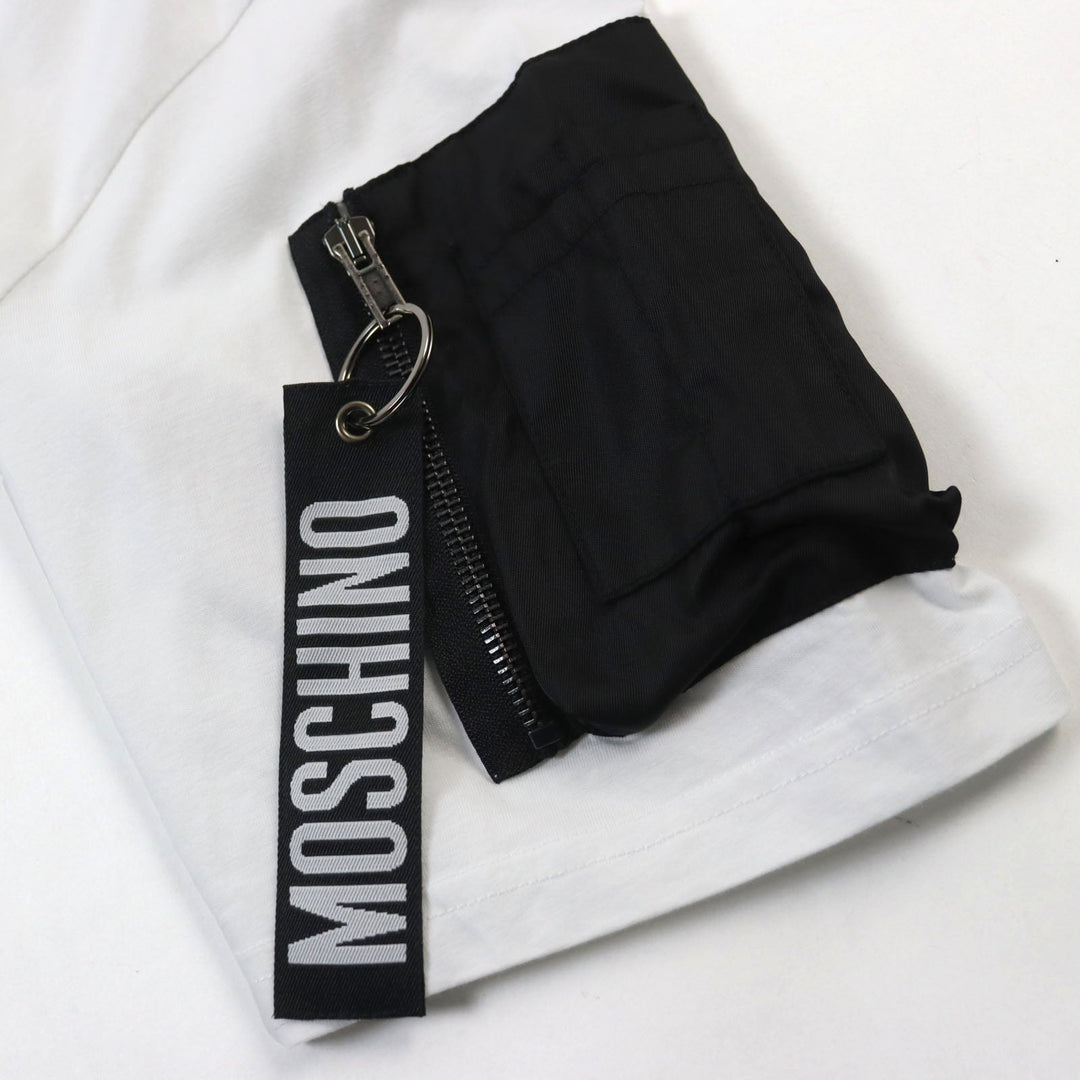 MOSCHINO Short sleeve T-shirt 212ZPA07317040 Main: 100% cotton, Part: 100% polyamide (nylon) white mens 52 Used Authentic