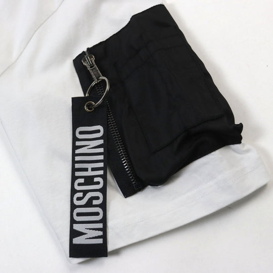 MOSCHINO Short sleeve T-shirt 212ZPA07317040 Main: 100% cotton, Part: 100% polyamide (nylon) white mens 52 Used Authentic
