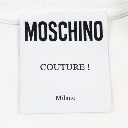 MOSCHINO Short sleeve T-shirt 212ZPA07317040 Main: 100% cotton, Part: 100% polyamide (nylon) white mens 52 Used Authentic