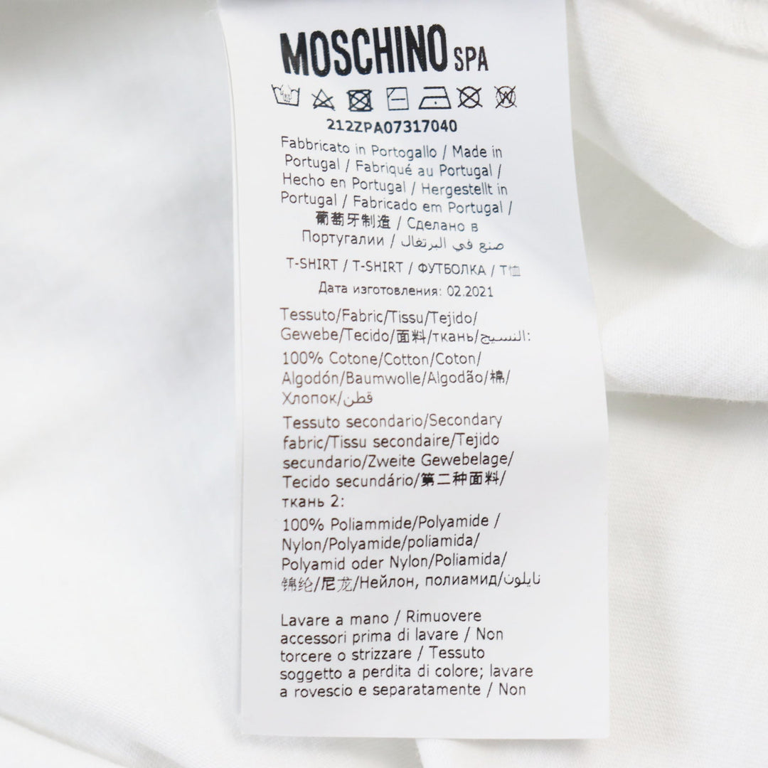 MOSCHINO Short sleeve T-shirt 212ZPA07317040 Main: 100% cotton, Part: 100% polyamide (nylon) white mens 52 Used Authentic