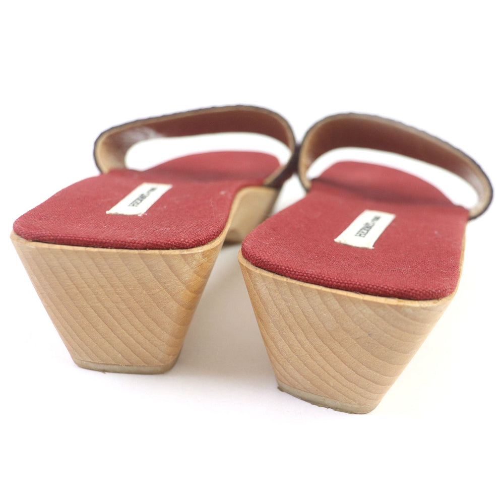 HERMES Sandals canvas Bordeauxtype Slide sandals Wood sole stripe Margiela period vintage Women 35 Used Authentic