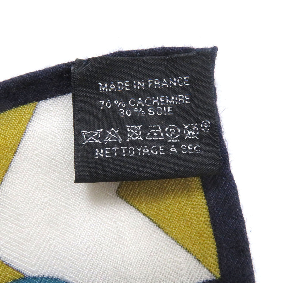 HERMES Stall Main: 70% cashmere, Main: 30% silk Navy type Women Used Authentic