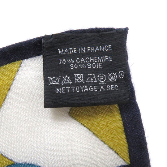 HERMES Stall Main: 70% cashmere, Main: 30% silk Navy type Women Used Authentic