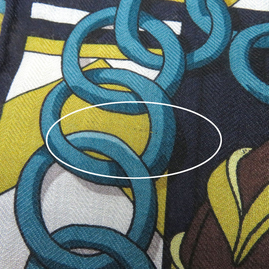HERMES Stall Main: 70% cashmere, Main: 30% silk Navy type Women Used Authentic