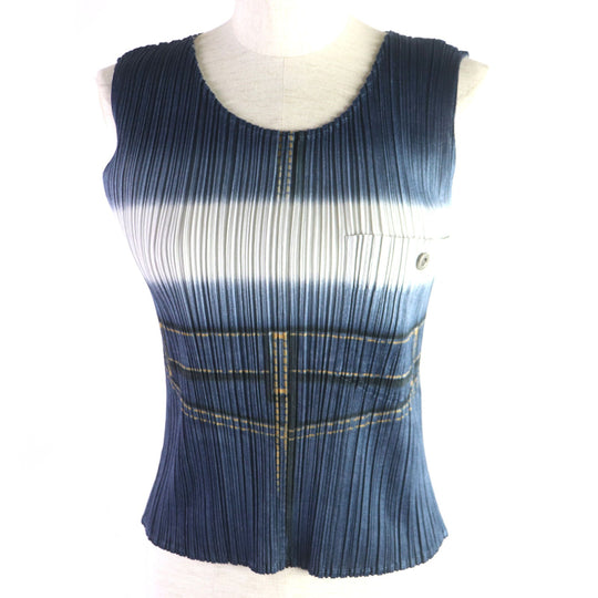 PLEATS PLEASE Cut Main: 100% polyester Navy Women 3 Used Authentic