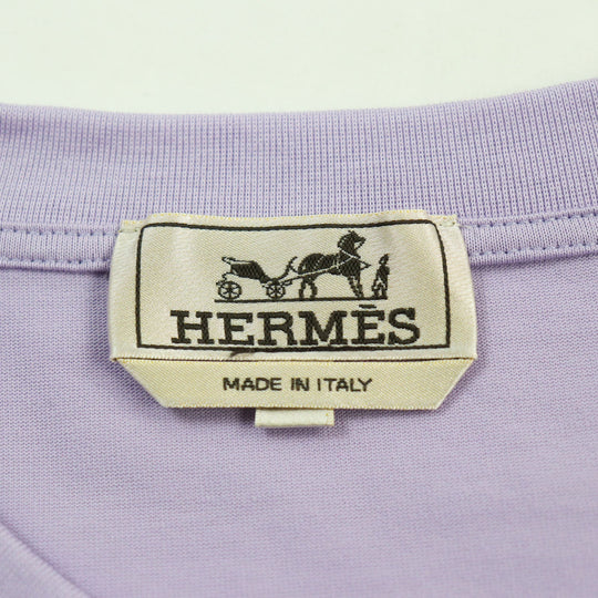 HERMES Short sleeve T-shirt Main: 100% cotton purple mens L Used Authentic
