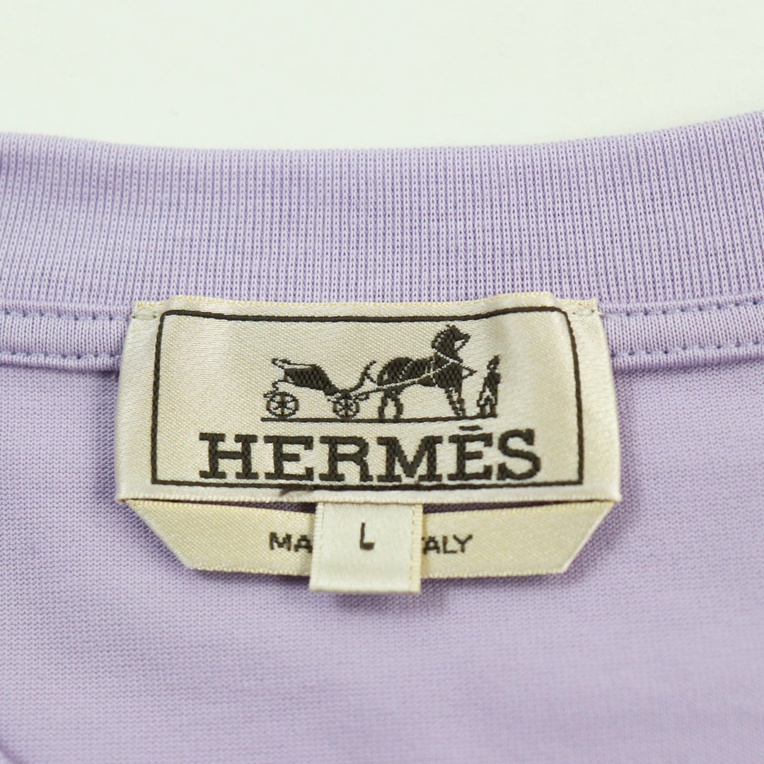 HERMES Short sleeve T-shirt Main: 100% cotton purple mens L Used Authentic