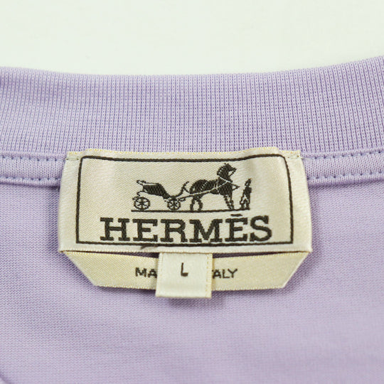 HERMES Short sleeve T-shirt Main: 100% cotton purple mens L Used Authentic
