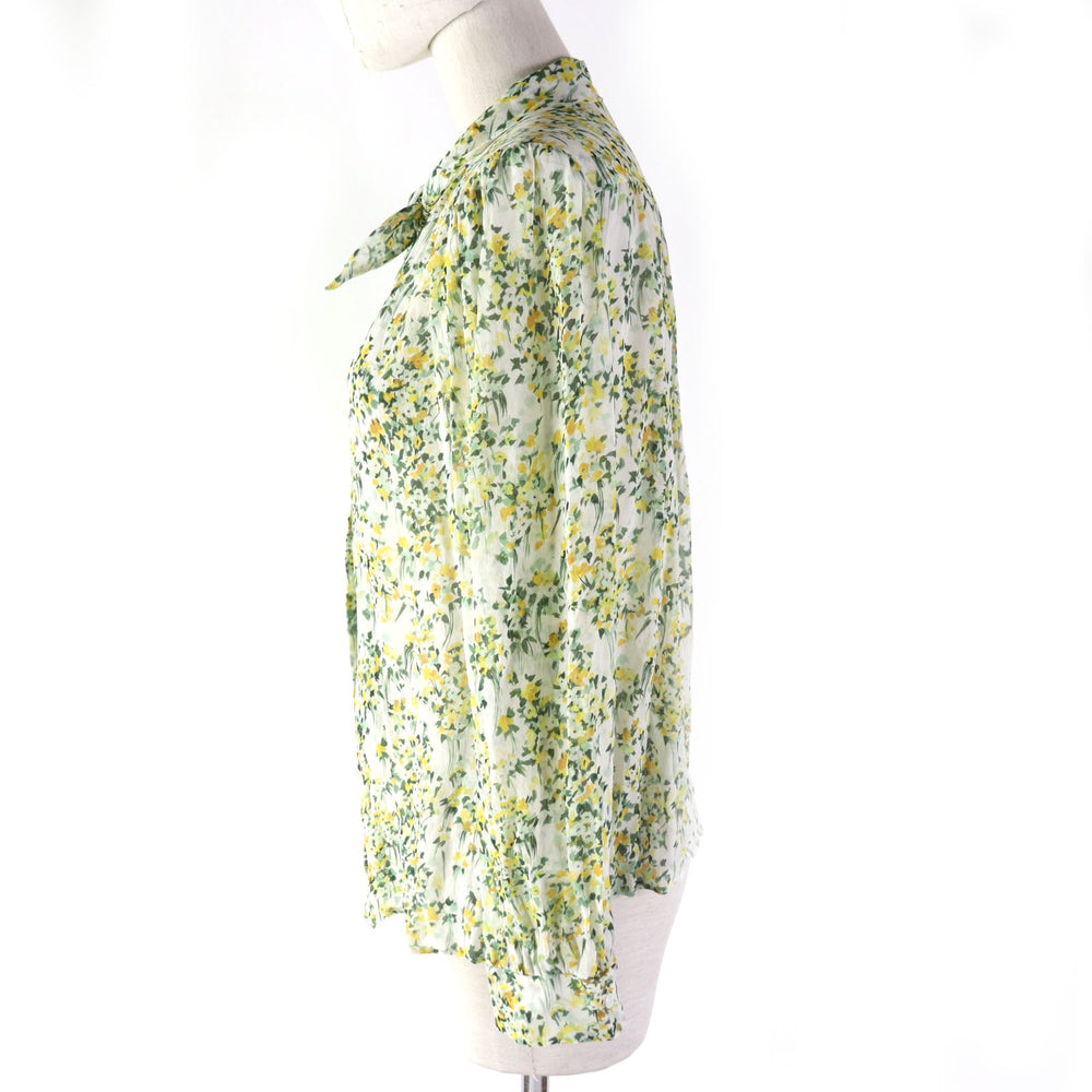 CELINE blouse 2B465294N Main: 100% silk, Buttons: Mother of pearl Yellow Green type Women 40 Used Authentic