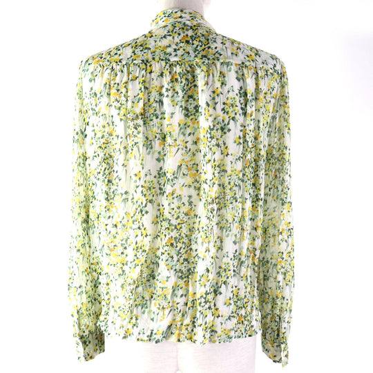 CELINE blouse 2B465294N Main: 100% silk, Buttons: Mother of pearl Yellow Green type Women 40 Used Authentic