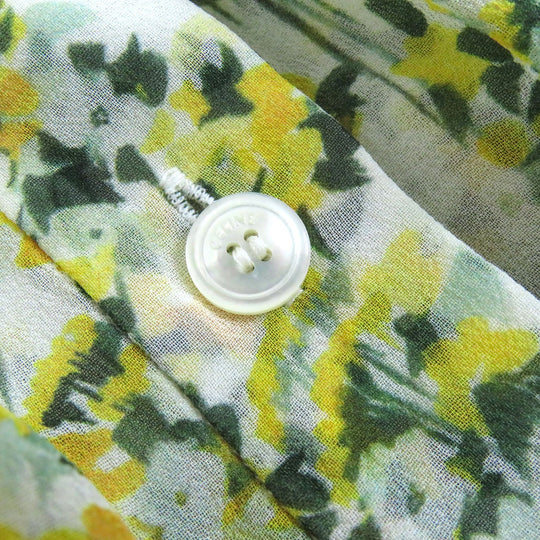 CELINE blouse 2B465294N Main: 100% silk, Buttons: Mother of pearl Yellow Green type Women 40 Used Authentic