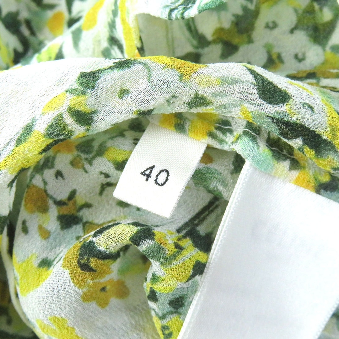 CELINE blouse 2B465294N Main: 100% silk, Buttons: Mother of pearl Yellow Green type Women 40 Used Authentic