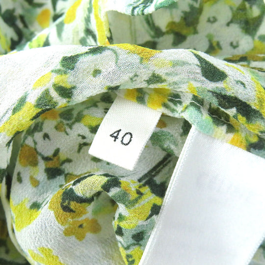 CELINE blouse 2B465294N Main: 100% silk, Buttons: Mother of pearl Yellow Green type Women 40 Used Authentic