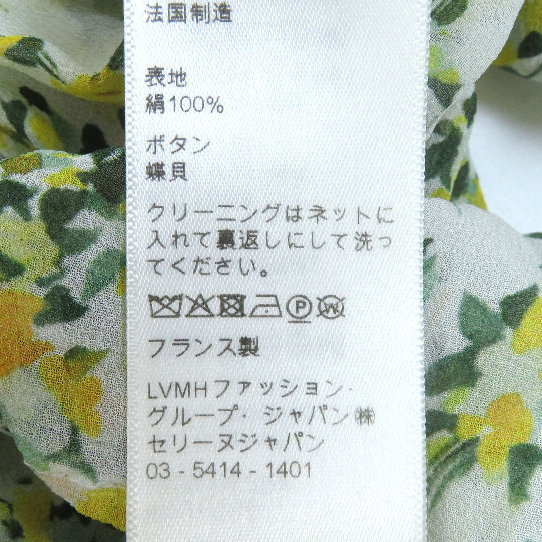 CELINE blouse 2B465294N Main: 100% silk, Buttons: Mother of pearl Yellow Green type Women 40 Used Authentic