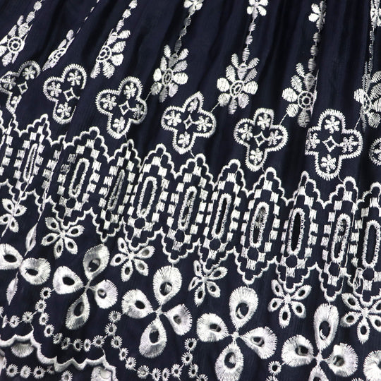PLEATS PLEASE Long skirt Main: 100% polyester, embroidery part (upper thread): 100% rayon, embroidery part (lower thread): 100% polyester Navy white Women 1 Used Authentic