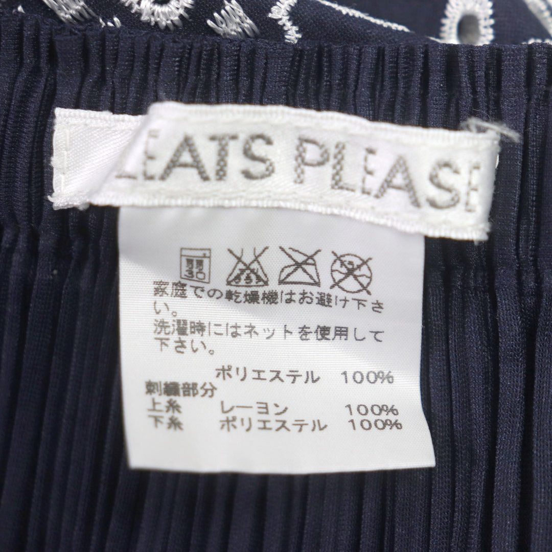 PLEATS PLEASE Long skirt Main: 100% polyester, embroidery part (upper thread): 100% rayon, embroidery part (lower thread): 100% polyester Navy white Women 1 Used Authentic