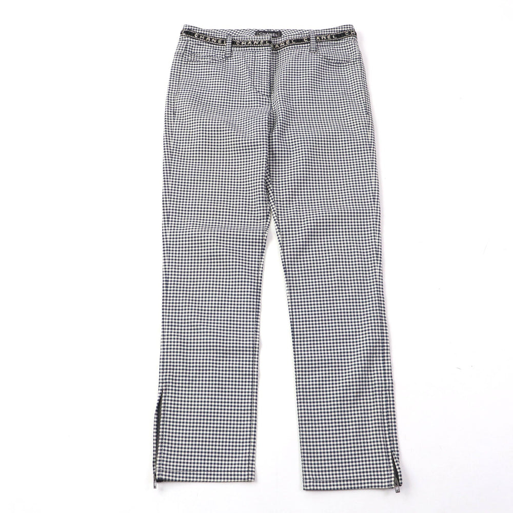 CHANEL Pants P53371 Main: 98% cotton, Main: 2% elastane (polyurethane) Navy white Women 34 Used Authentic