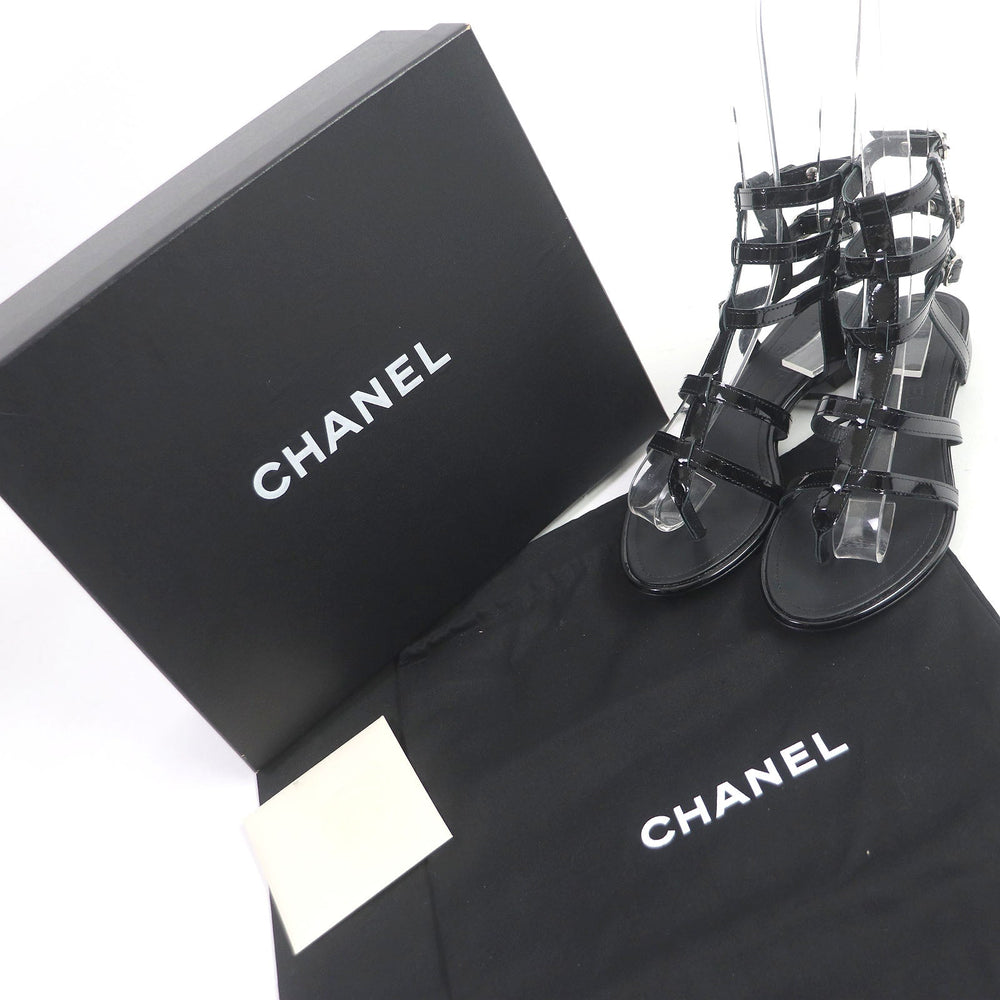 CHANEL Sandals G25488 Main: Leather, Part: Patent black Women 35 Used Authentic