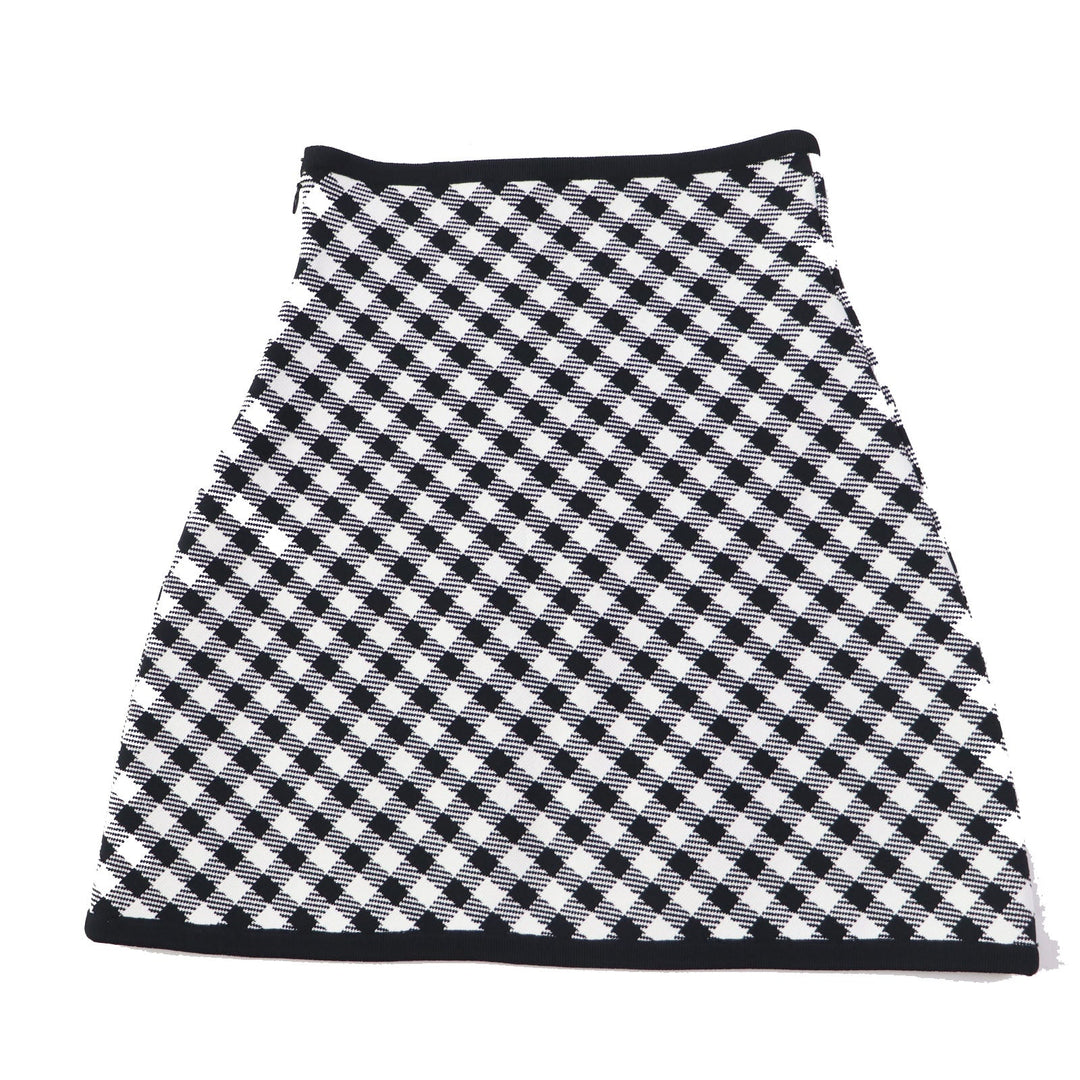 Christian Dior flare skirt 254J18AM514 Main: 84% rayon, 15% nylon, 1% polyurethane Black White Women 38 Used Authentic