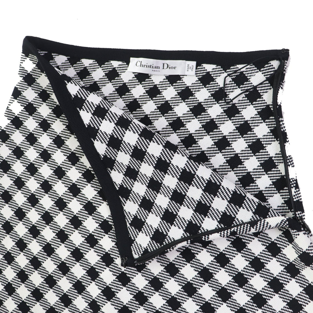 Christian Dior flare skirt 254J18AM514 Main: 84% rayon, 15% nylon, 1% polyurethane Black White Women 38 Used Authentic