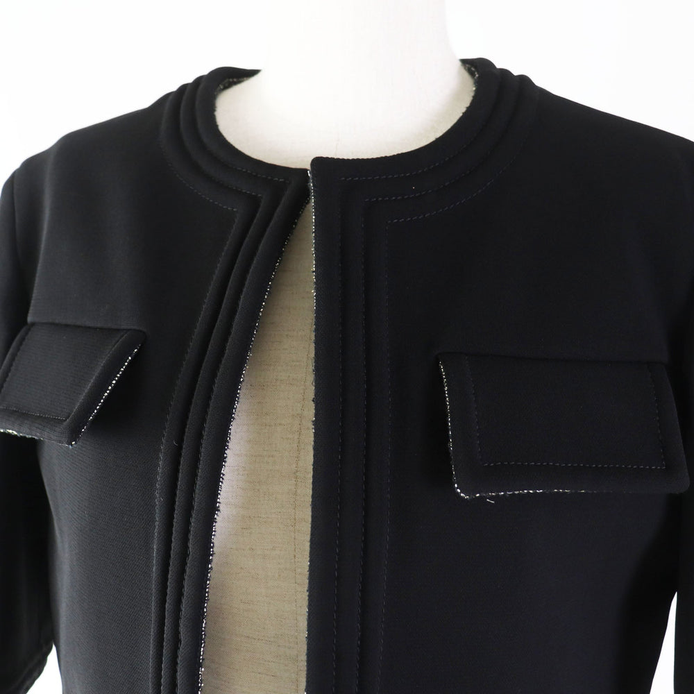 CHANEL No color jacket P44726 Outer: 96% rayon, Outer: 4% polyurethane, Lining: 44% polyester, Lining: 39% nylon, Lining: 17% cotton black Women 36 Used Authentic