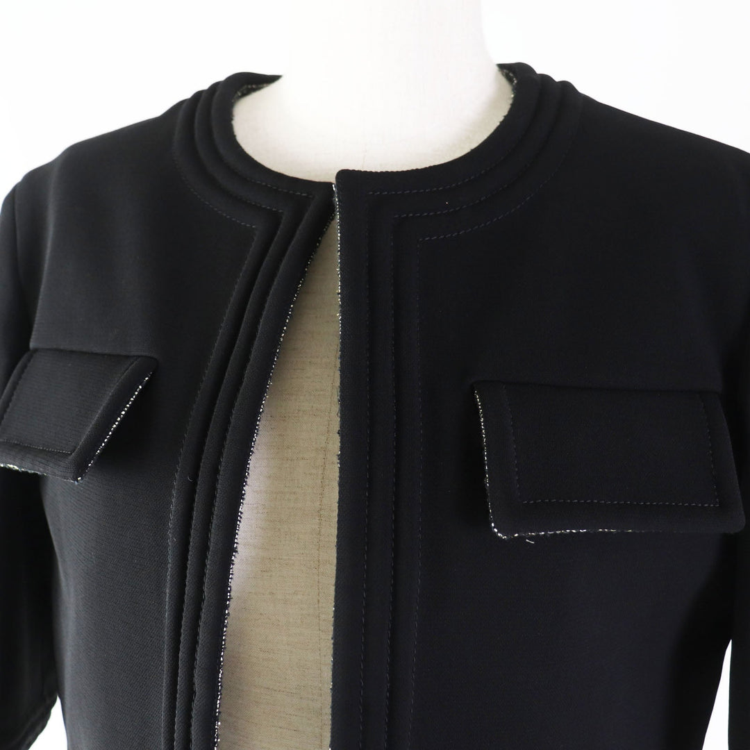 CHANEL No color jacket P44726 Outer: 96% rayon, Outer: 4% polyurethane, Lining: 44% polyester, Lining: 39% nylon, Lining: 17% cotton black Women 36 Used Authentic