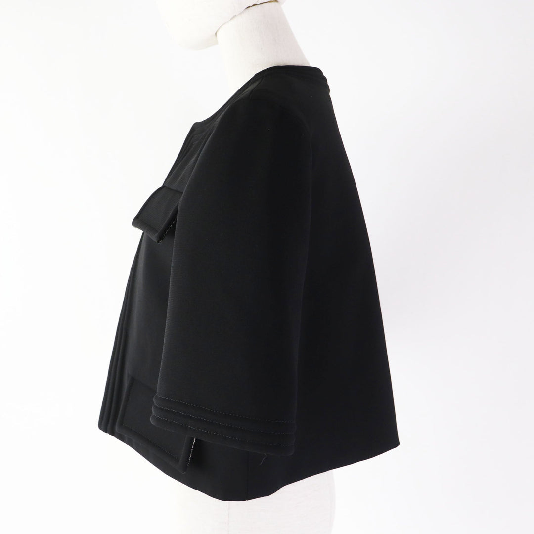 CHANEL No color jacket P44726 Outer: 96% rayon, Outer: 4% polyurethane, Lining: 44% polyester, Lining: 39% nylon, Lining: 17% cotton black Women 36 Used Authentic