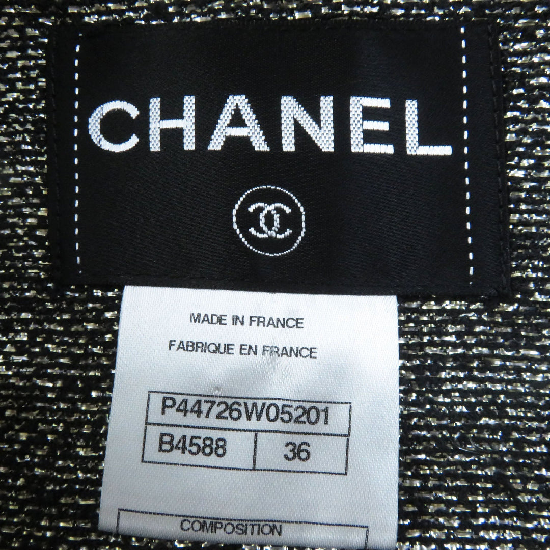 CHANEL No color jacket P44726 Outer: 96% rayon, Outer: 4% polyurethane, Lining: 44% polyester, Lining: 39% nylon, Lining: 17% cotton black Women 36 Used Authentic