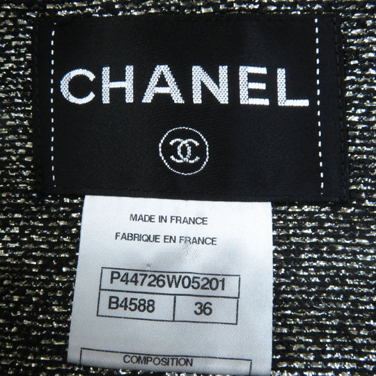 CHANEL No color jacket P44726 Outer: 96% rayon, Outer: 4% polyurethane, Lining: 44% polyester, Lining: 39% nylon, Lining: 17% cotton black Women 36 Used Authentic