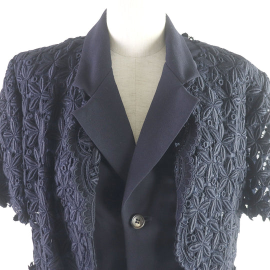 COMME des GARCONS setup GJ-11010S Main: 85% wool, Main: 15% nylon, Part: 100% cotton, Outer: 100% cotton, Lining: 69% acetate Dark navy Women (Top)S, (Bottom) M Used Authentic