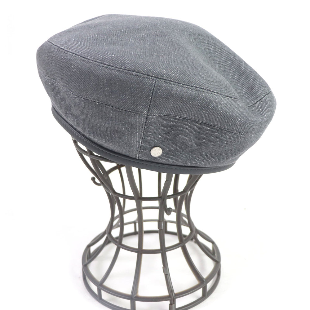 HERMES beret Main: 100% cotton, Lining: 65% rayon, Lining: 35% silk, Part: 100% leather gray Saint Honor Women Used Authentic