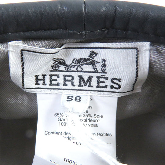 HERMES beret Main: 100% cotton, Lining: 65% rayon, Lining: 35% silk, Part: 100% leather gray Saint Honor Women Used Authentic
