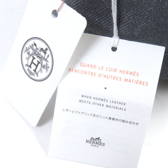HERMES beret Main: 100% cotton, Lining: 65% rayon, Lining: 35% silk, Part: 100% leather gray Saint Honor Women Used Authentic