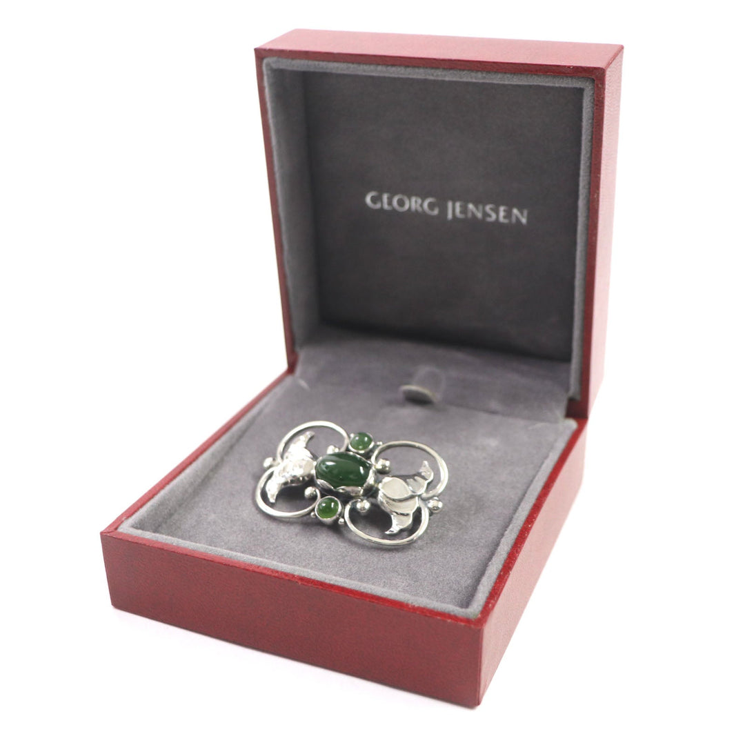 Georg Jensen Brooch 236A Main: SV925, Part: Green Agate Silver Green Women Used Authentic