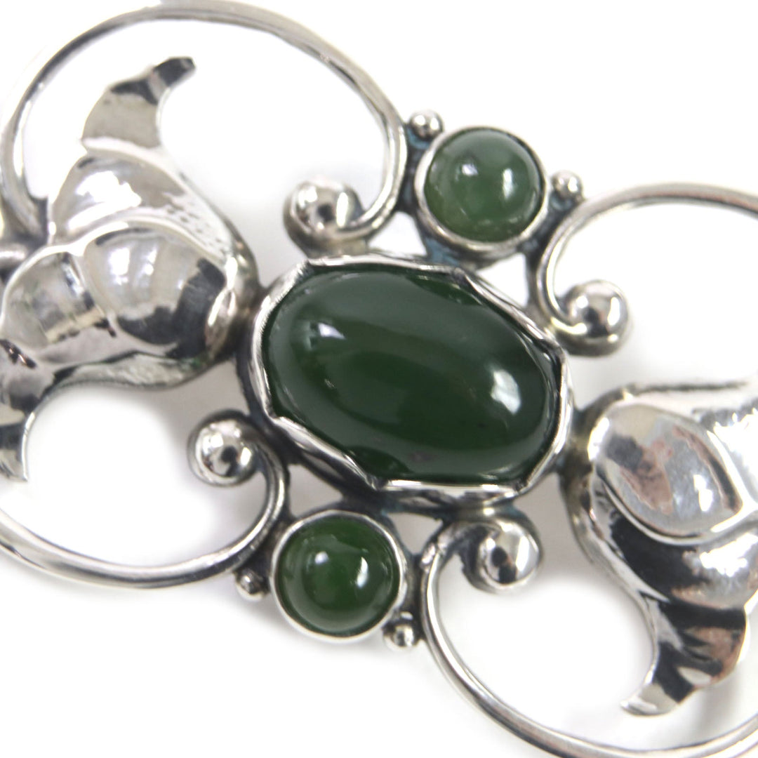 Georg Jensen Brooch 236A Main: SV925, Part: Green Agate Silver Green Women Used Authentic