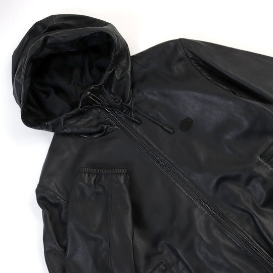 EMPORIO ARMANI Hoodie 01R54P 01P54 Outer: 100% Lamb Leather; Lining: 100% Polyester black mens 48 Used Authentic