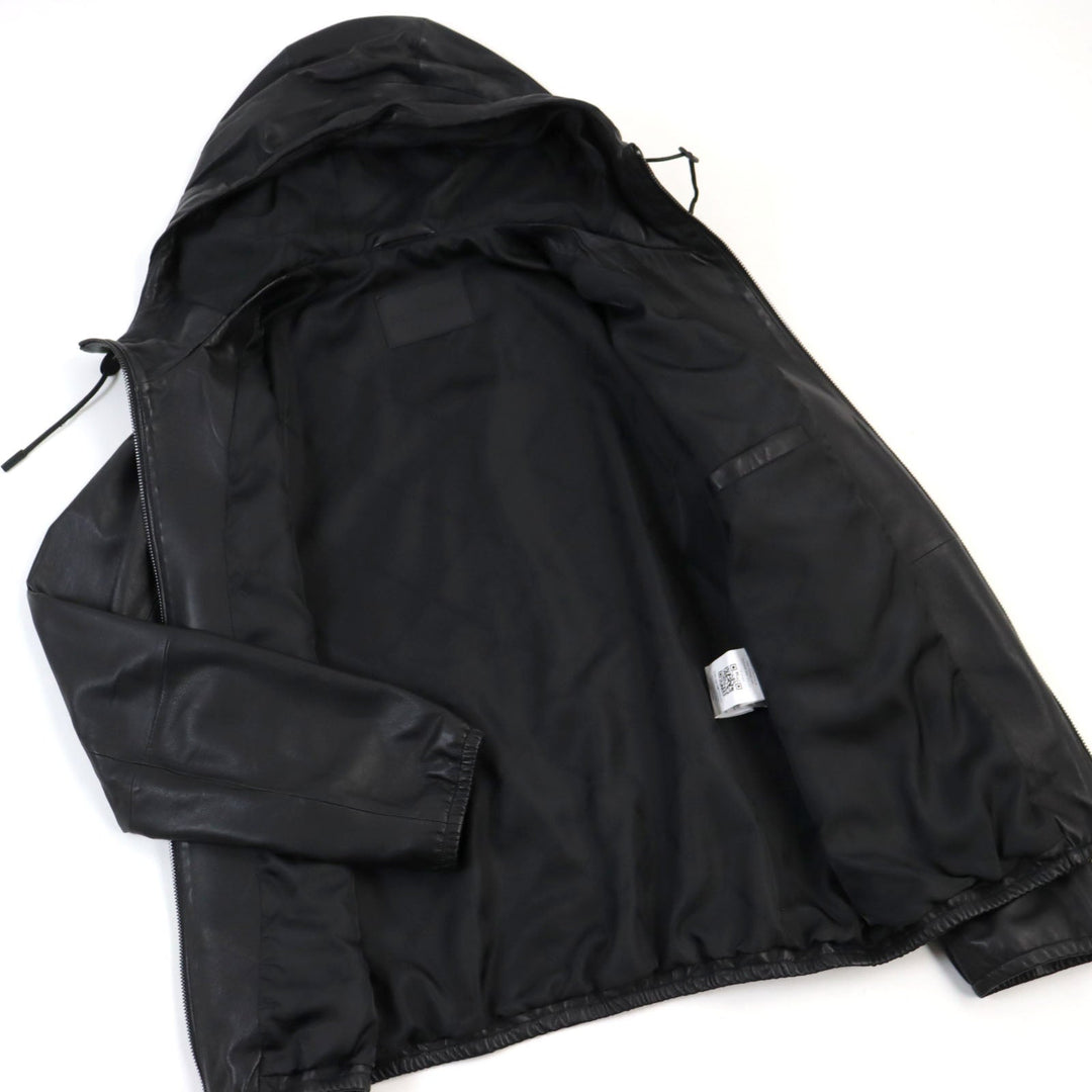 EMPORIO ARMANI Hoodie 01R54P 01P54 Outer: 100% Lamb Leather; Lining: 100% Polyester black mens 48 Used Authentic