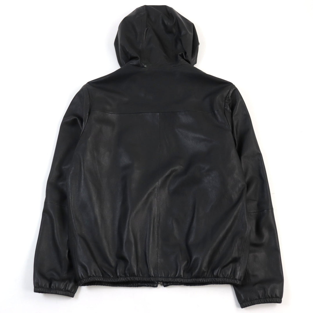 EMPORIO ARMANI Hoodie 01R54P 01P54 Outer: 100% Lamb Leather; Lining: 100% Polyester black mens 48 Used Authentic